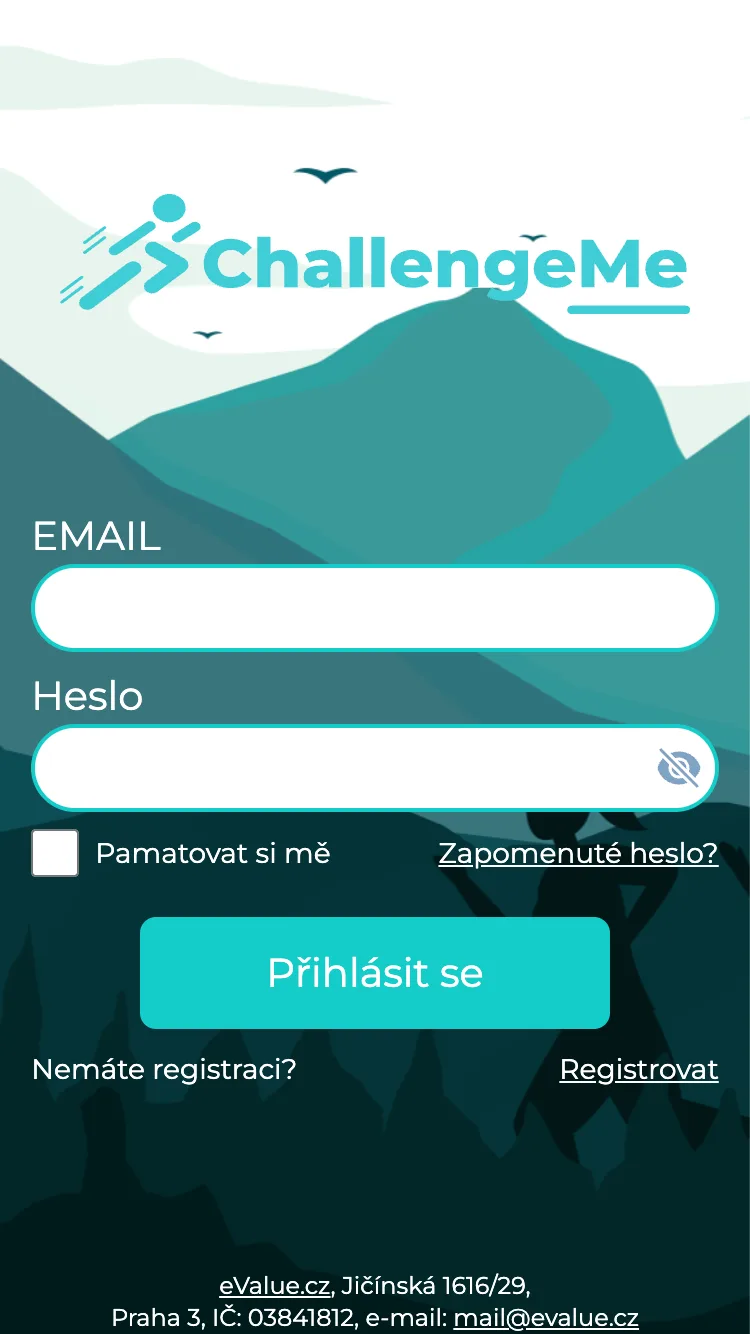 ChallengeMe web app — login screen