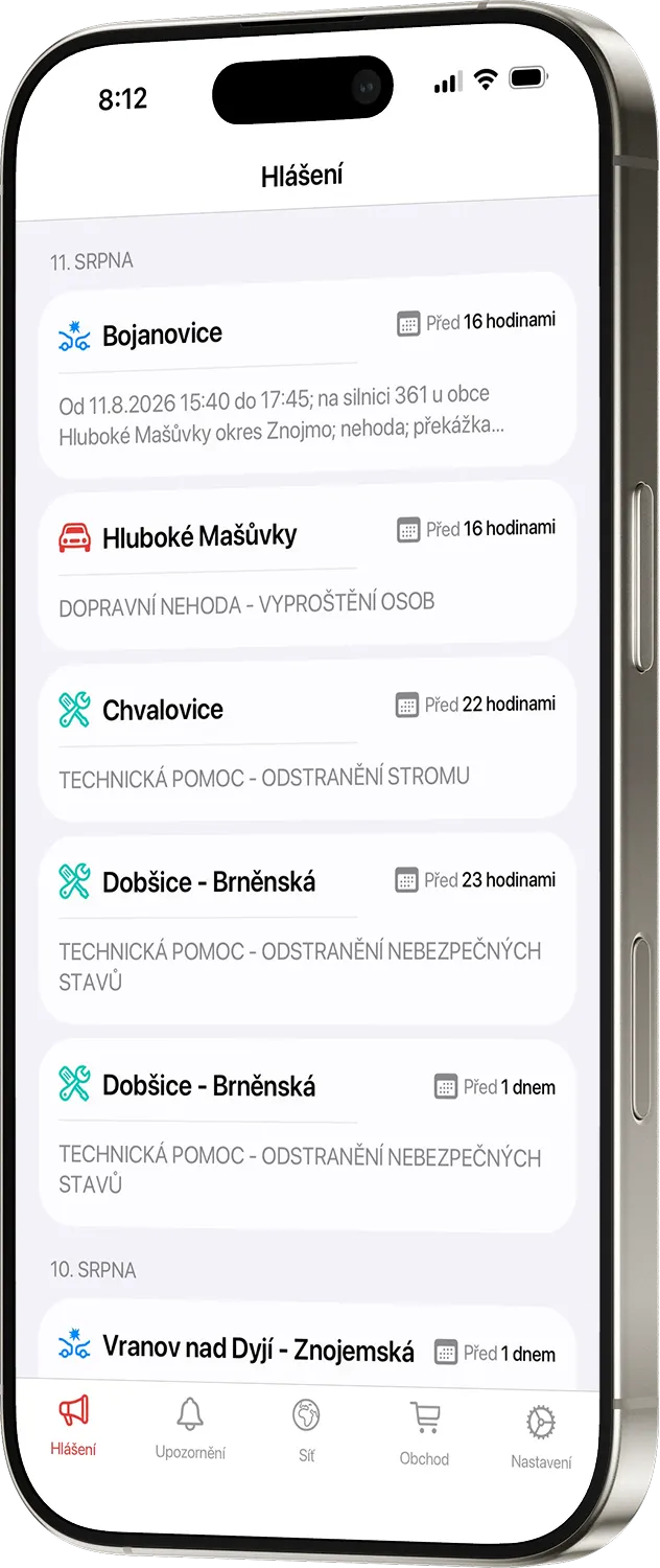 FireAlarm today — the redesigned events feed, grouped by day